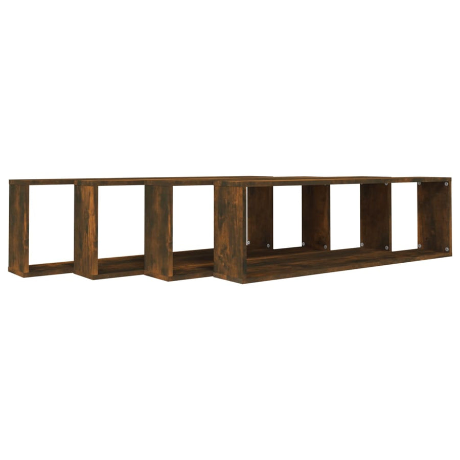 Wandschappen Kubus 4 St 100X15X30 Cm Bewerkt Hout Gerookt Eiken