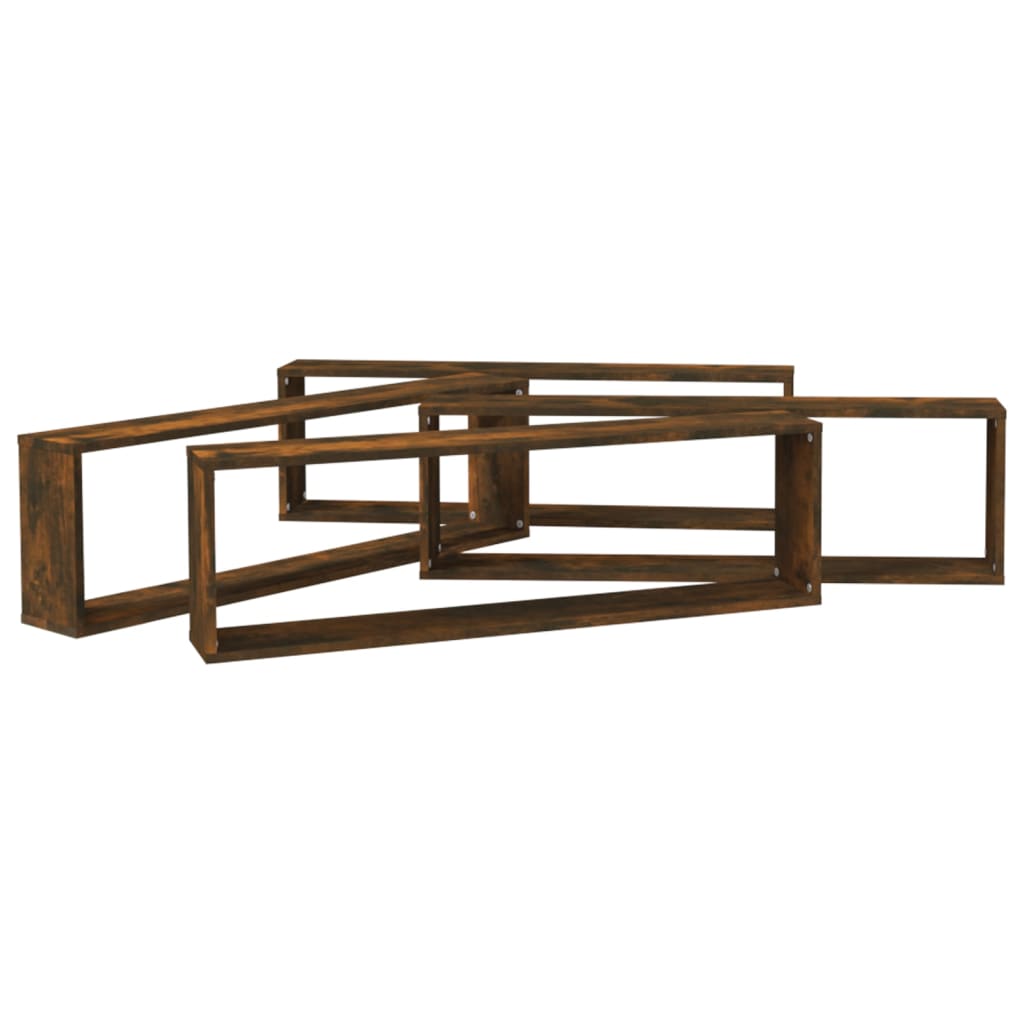 Wandschappen Kubus 4 St 100X15X30 Cm Bewerkt Hout Gerookt Eiken