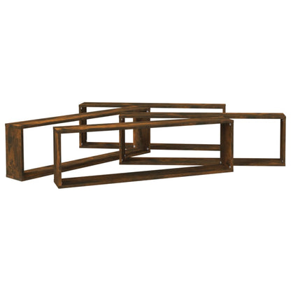 Wandschappen Kubus 4 St 100X15X30 Cm Bewerkt Hout Gerookt Eiken