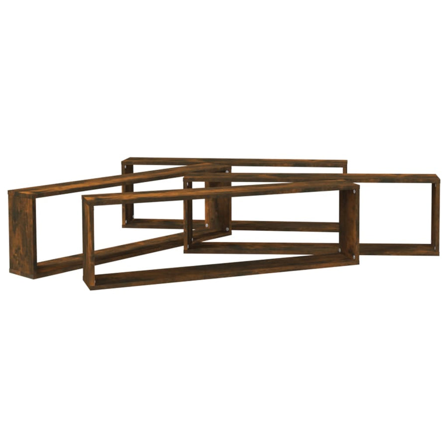 Wandschappen Kubus 4 St 100X15X30 Cm Bewerkt Hout Gerookt Eiken