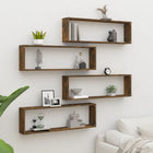 Wall shelves cube 4 pcs 100x15x30 cm engineered wood smoked oak