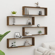 Wandschappen Kubus 4 St 100X15X30 Cm Bewerkt Hout Gerookt Eiken