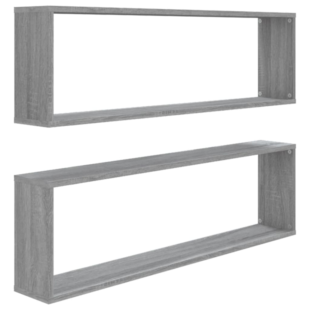 Wandschappen Kubus 100X15X30 Cm Bewerkt Hout Grijs sonoma