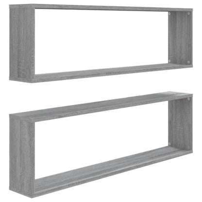 Wandschappen Kubus 100X15X30 Cm Bewerkt Hout Grijs sonoma