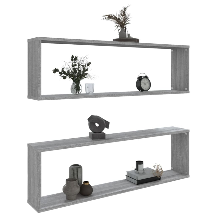 Wandschappen Kubus 100X15X30 Cm Bewerkt Hout Grijs sonoma