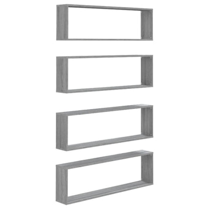 Wandschappen Kubus 100X15X30 Cm Bewerkt Hout 4 Grijs sonoma