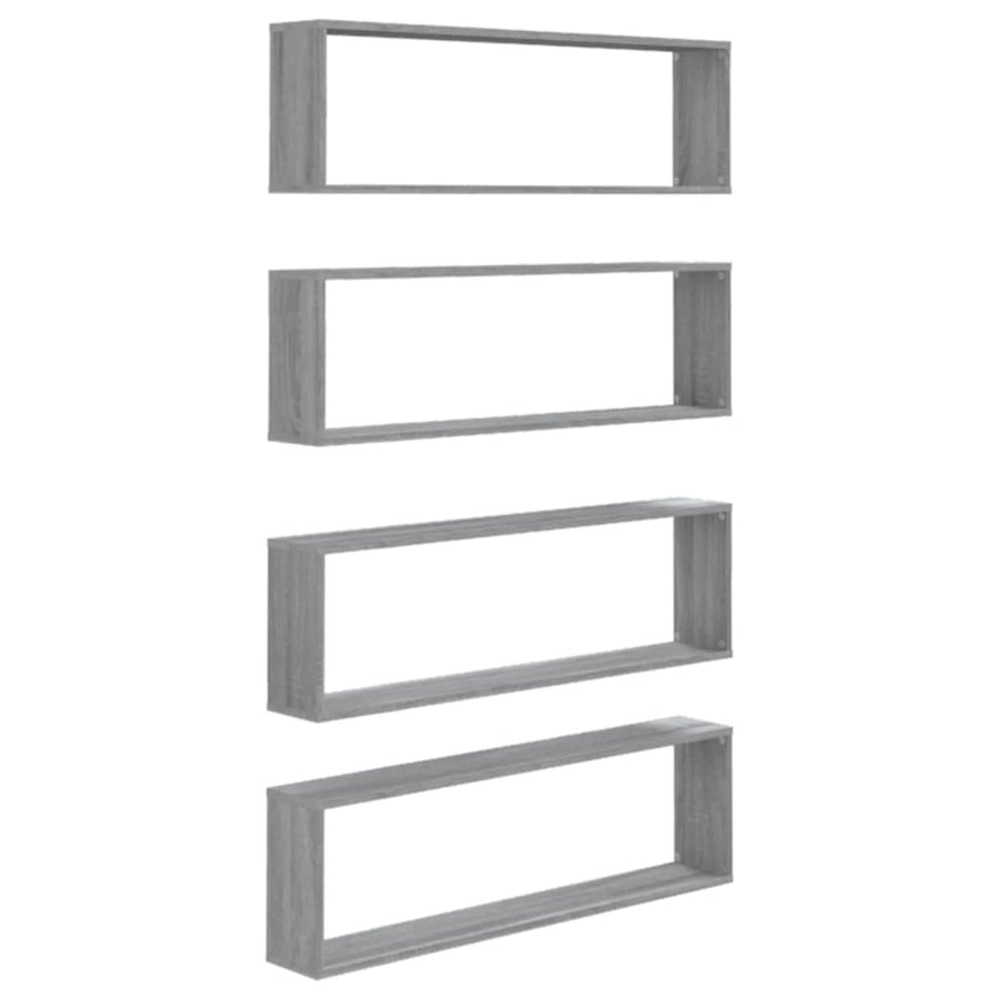 Wandschappen Kubus 100X15X30 Cm Bewerkt Hout 4 Grijs sonoma
