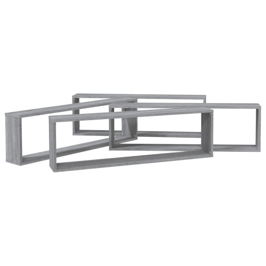 Wandschappen Kubus 100X15X30 Cm Bewerkt Hout 4 Grijs sonoma