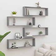 Wandschappen kubus 4 st 100x15x30 cm grijs sonoma