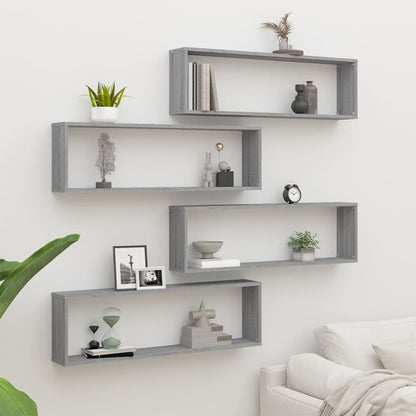 Wandschappen Kubus 100X15X30 Cm Bewerkt Hout 4 Grijs sonoma