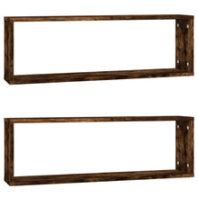 Wandschappen Kubus 80X15X6,5 Cm Hout Kleurig 2 Gerookt eiken