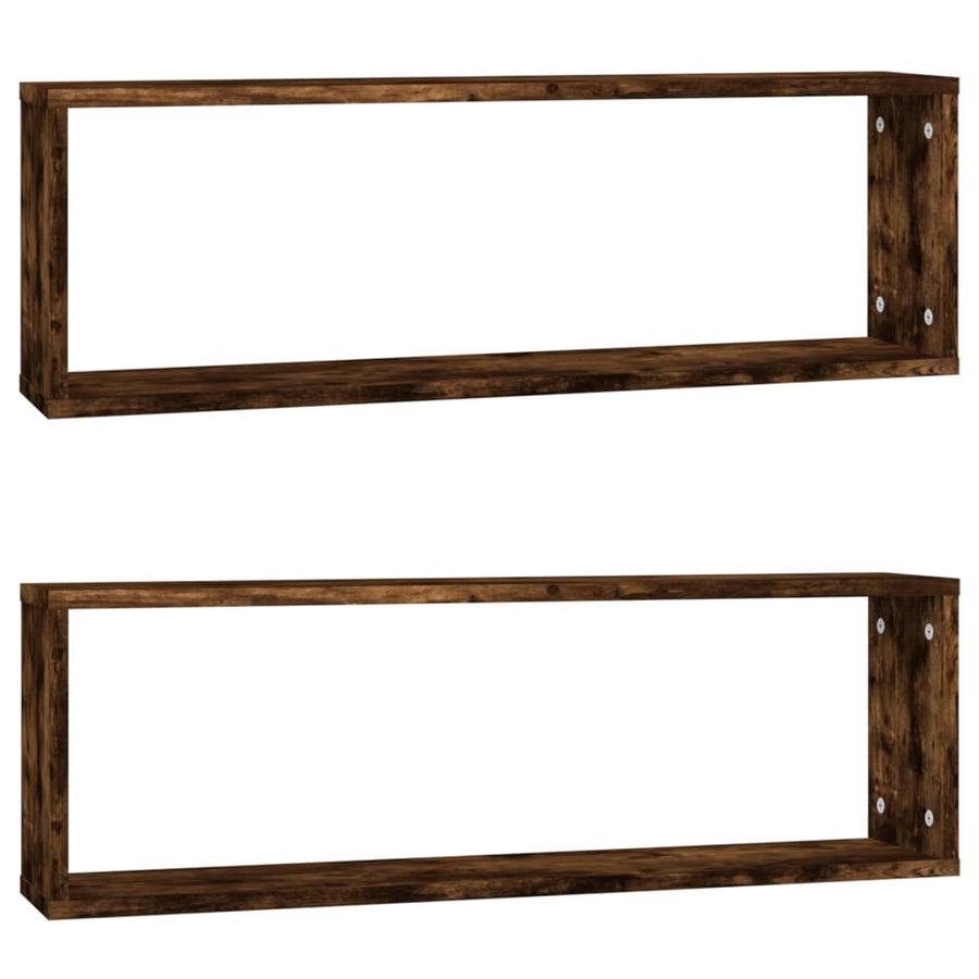 Wandschappen Kubus 80X15X6,5 Cm Hout Kleurig 2 Gerookt eiken