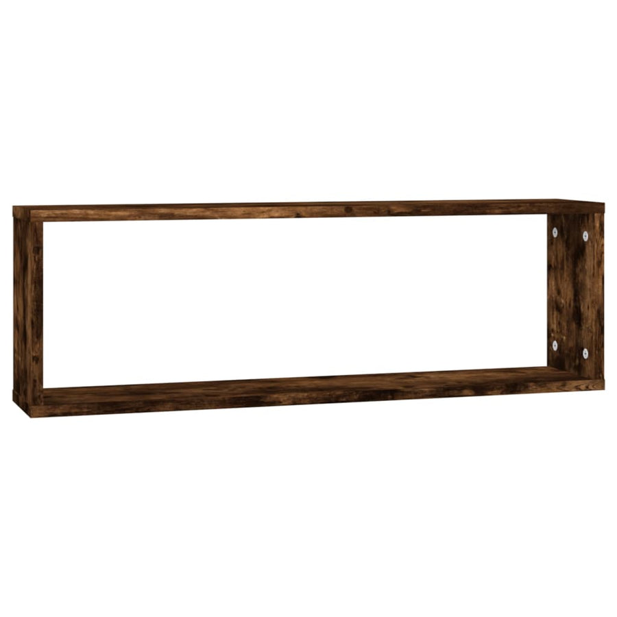 Wandschappen Kubus 80X15X6,5 Cm Hout Kleurig 2 Gerookt eiken