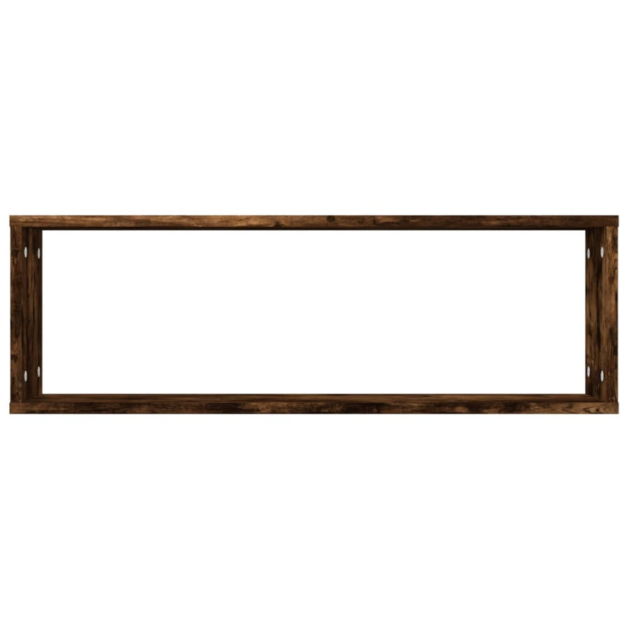 Wandschappen Kubus 80X15X6,5 Cm Hout Kleurig 2 Gerookt eiken
