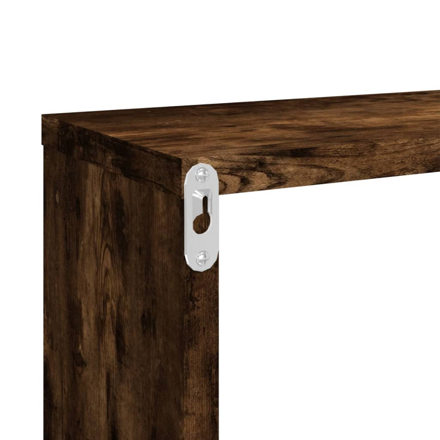 Wandschappen Kubus 80X15X6,5 Cm Hout Kleurig 2 Gerookt eiken