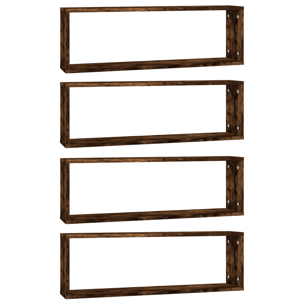 Wandschappen Kubus 80X15X26,5 Cm Hout Kleurig 4 Gerookt eiken
