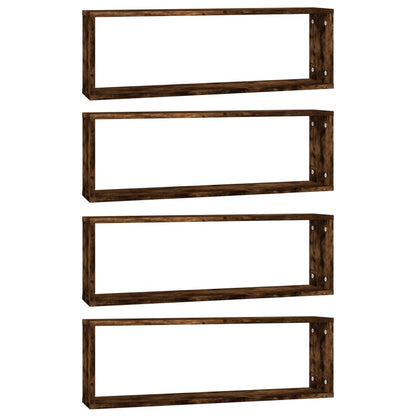 Wandschappen Kubus 80X15X26,5 Cm Hout Kleurig 4 Gerookt eiken