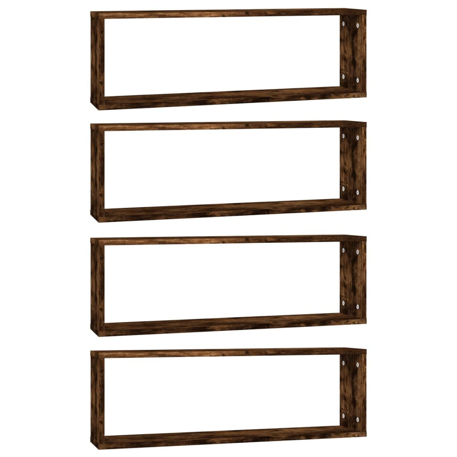 Wandschappen Kubus 80X15X26,5 Cm Hout Kleurig 4 Gerookt eiken