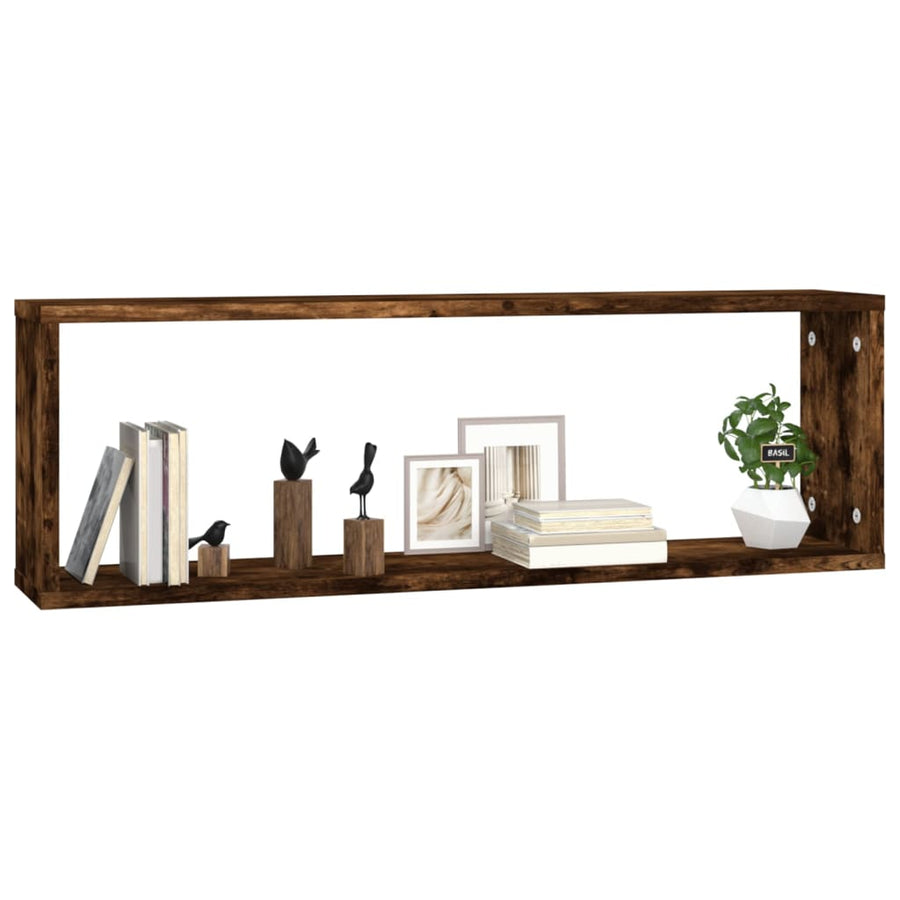 Wandschappen Kubus 80X15X26,5 Cm Hout Kleurig 4 Gerookt eiken