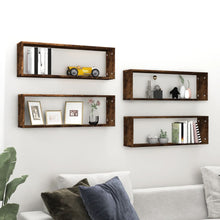 Wandschappen Kubus 80X15X26,5 Cm Hout Kleurig 4 Gerookt eiken