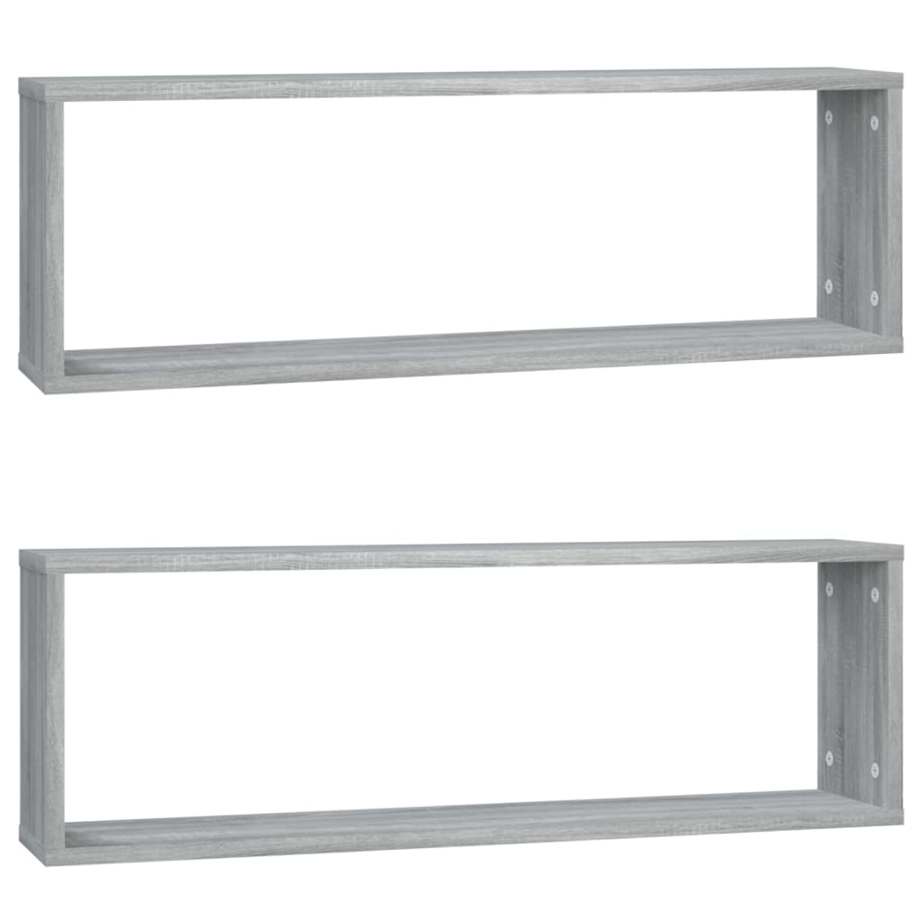 Wandschappen Kubus 80X15X6,5 Cm Bewerkt Hout 2 Grijs sonoma