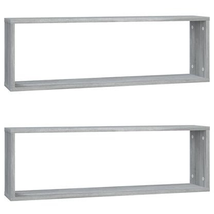 Wandschappen Kubus 80X15X6,5 Cm Bewerkt Hout 2 Grijs sonoma