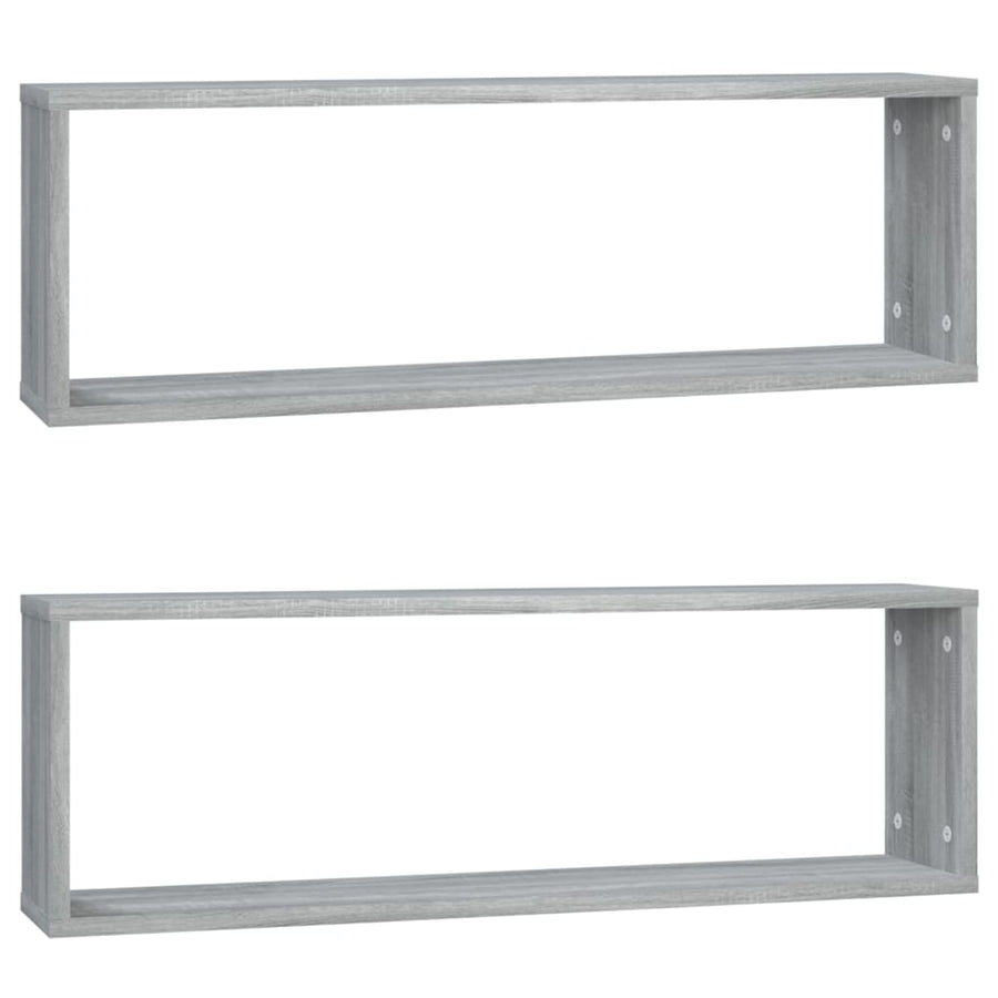 Wandschappen Kubus 80X15X6,5 Cm Bewerkt Hout 2 Grijs sonoma