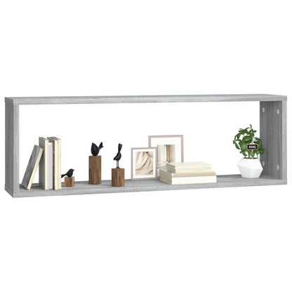 Wandschappen Kubus 80X15X6,5 Cm Bewerkt Hout 2 Grijs sonoma