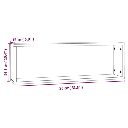 Wandschappen Kubus 80X15X6,5 Cm Bewerkt Hout 2 Grijs sonoma