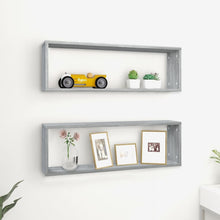 Wandschappen Kubus 80X15X6,5 Cm Bewerkt Hout 2 Grijs sonoma