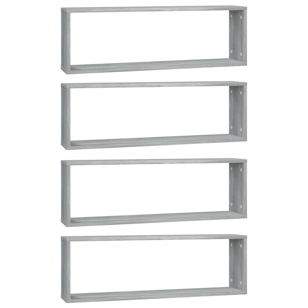 Wandschappen Kubus 80X15X26,5 Cm Bewerkt Hout 4 Grijs sonoma
