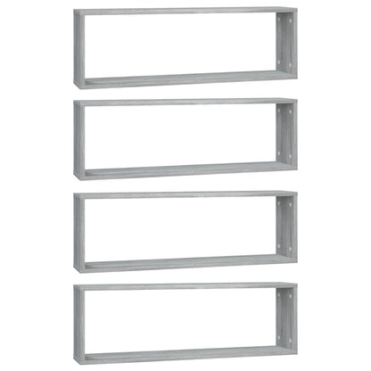 Wandschappen Kubus 80X15X26,5 Cm Bewerkt Hout 4 Grijs sonoma