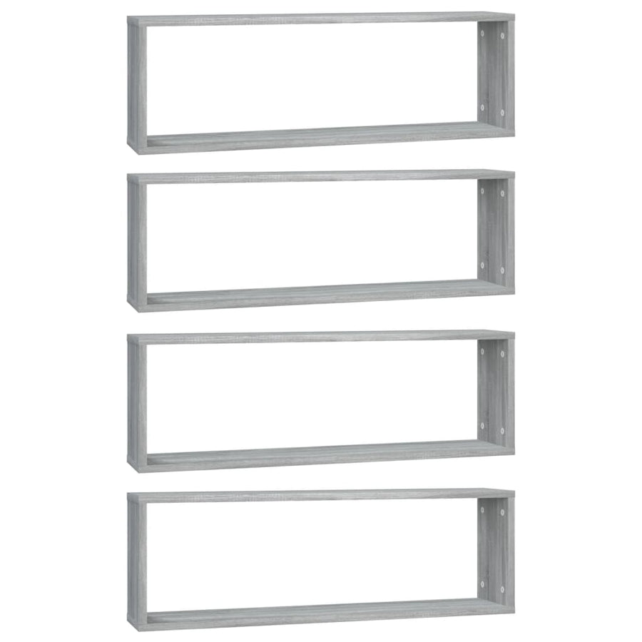 Wandschappen Kubus 80X15X26,5 Cm Bewerkt Hout 4 Grijs sonoma