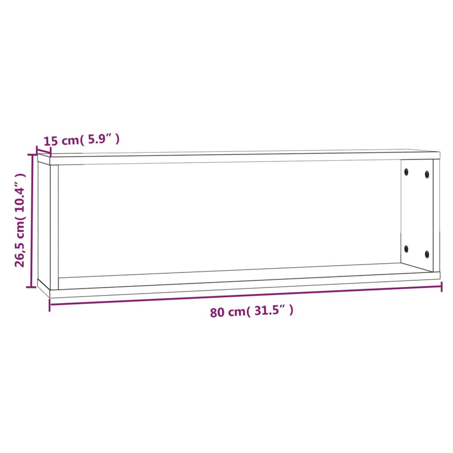 Wandschappen Kubus 80X15X26,5 Cm Bewerkt Hout 4 Grijs sonoma