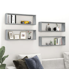 Wandschappen Kubus 80X15X26,5 Cm Bewerkt Hout 4 Grijs sonoma