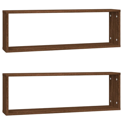Wandschappen Kubus 80X15X6,5 Cm Bewerkt Hout Bruineiken 2 bruin eikenkleur