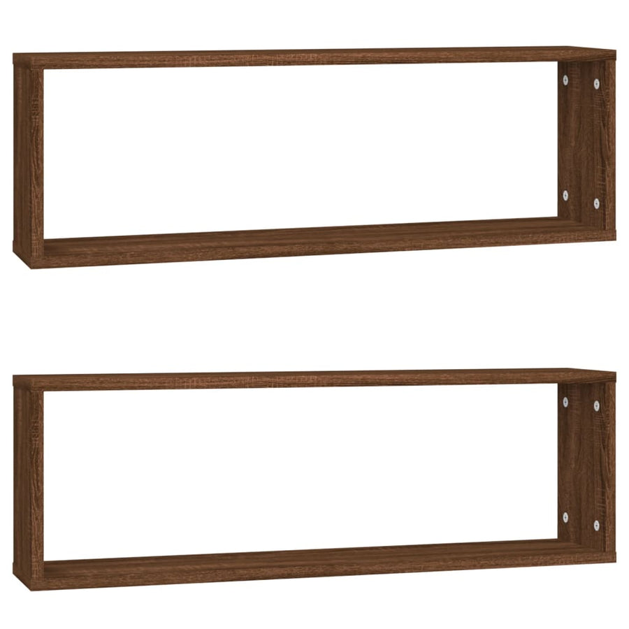Wandschappen Kubus 80X15X6,5 Cm Bewerkt Hout Bruineiken 2 bruin eikenkleur