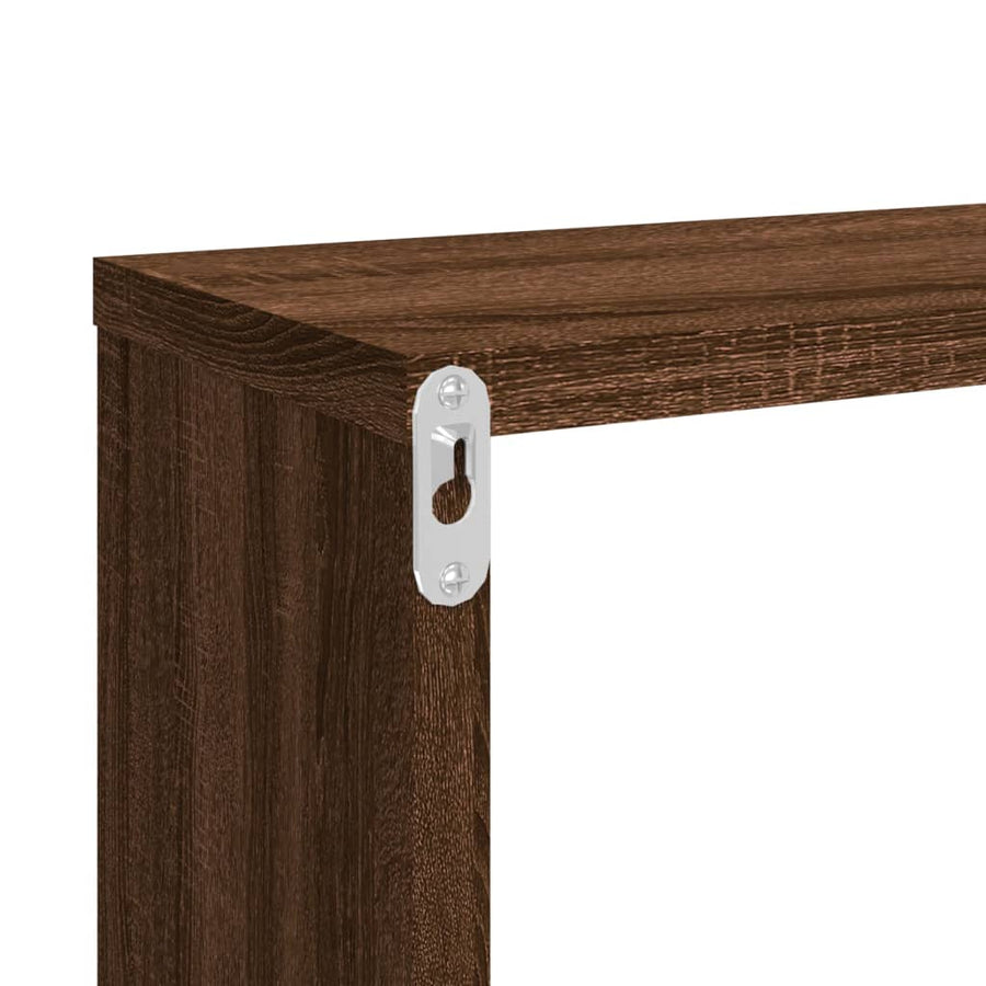 Wandschappen Kubus 80X15X6,5 Cm Bewerkt Hout Bruineiken 2 bruin eikenkleur