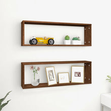 Wandschappen Kubus 80X15X6,5 Cm Bewerkt Hout Bruineiken 2 bruin eikenkleur