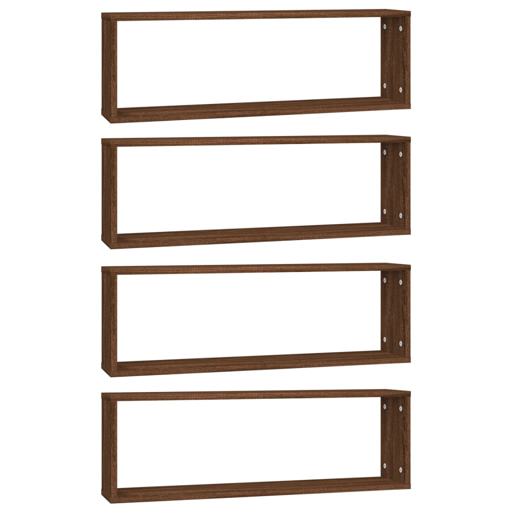 Wandschappen Kubus 80X15X26,5 Cm Hout 4 bruin eikenkleur
