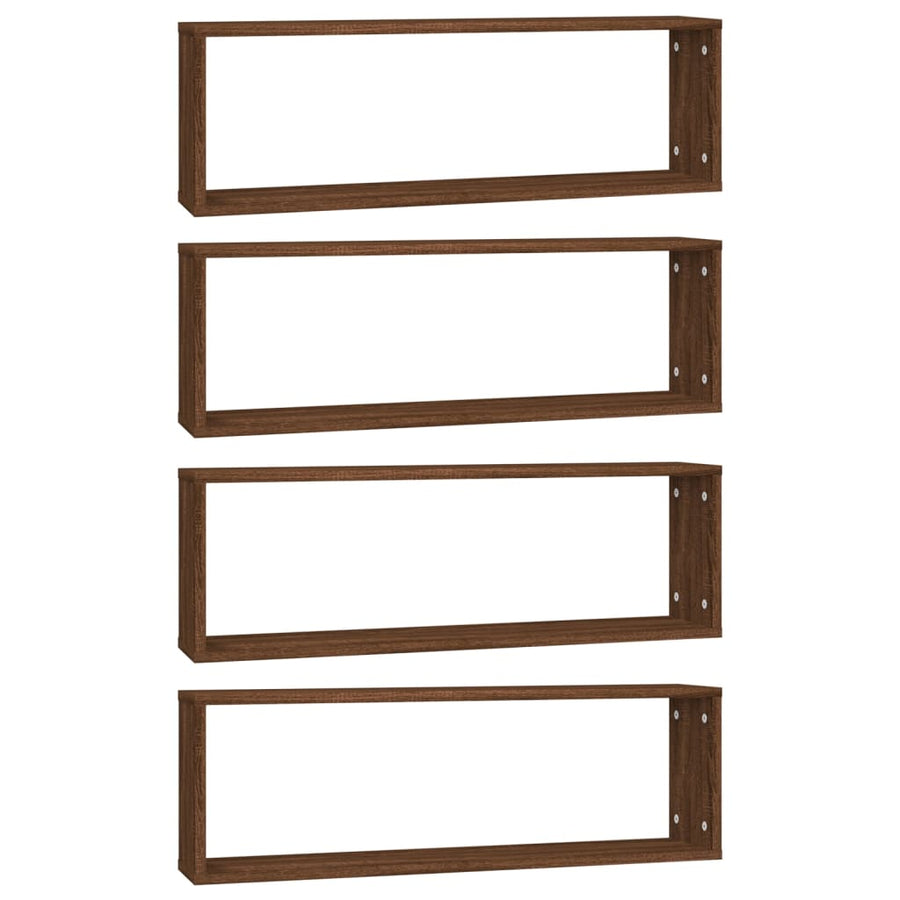 Wandschappen Kubus 80X15X26,5 Cm Hout 4 bruin eikenkleur