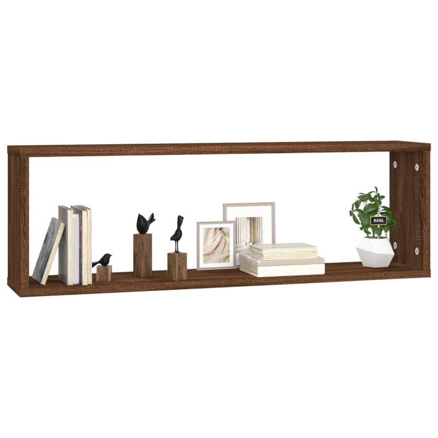 Wandschappen Kubus 80X15X26,5 Cm Hout 4 bruin eikenkleur