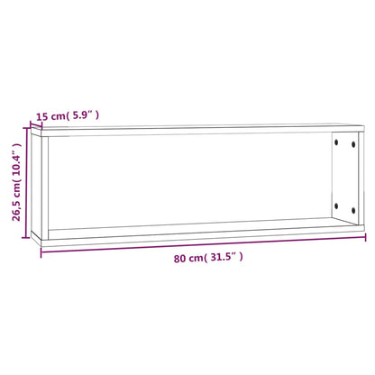 Wandschappen Kubus 80X15X26,5 Cm Hout 4 bruin eikenkleur