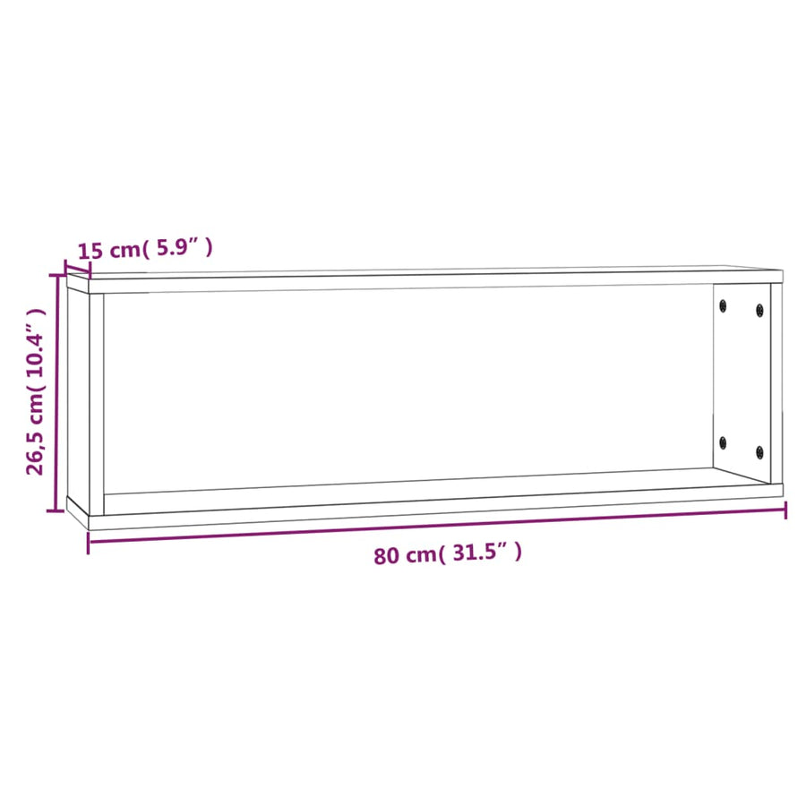 Wandschappen Kubus 80X15X26,5 Cm Hout 4 bruin eikenkleur