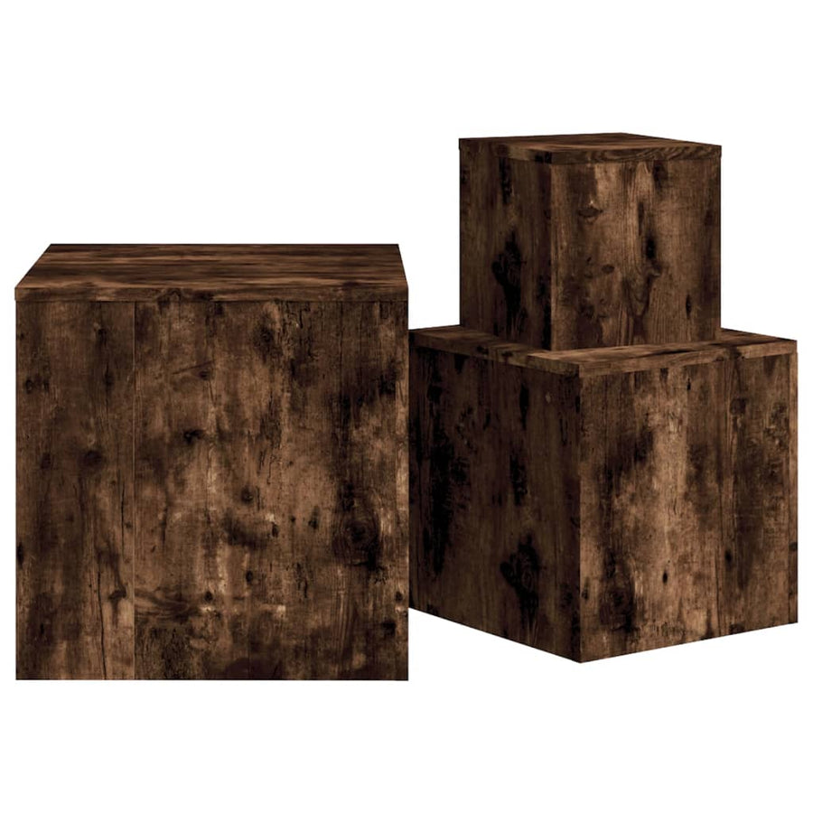 Bijzettafels Bewerkt Hout Kleurig Gerookt eiken
