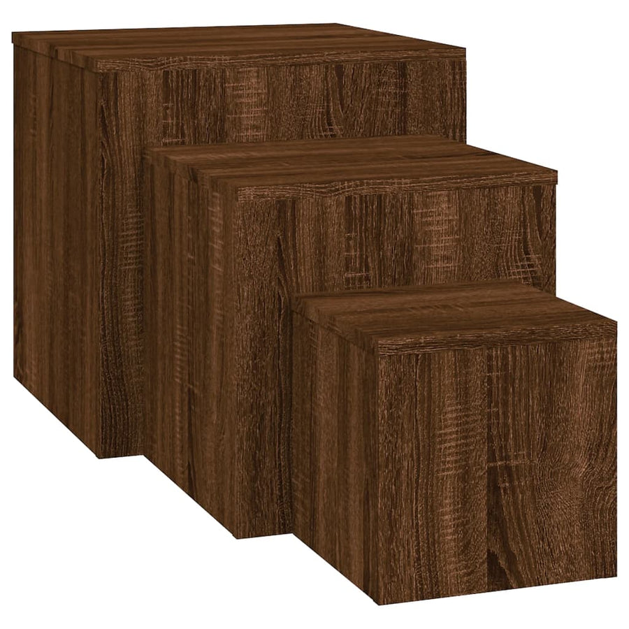 Bijzettafels 3 st bewerkt hout bruin eikenkleur bruin eikenkleur