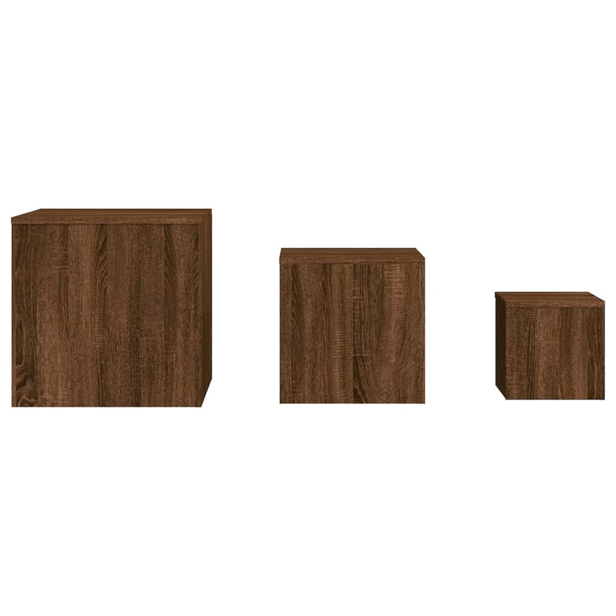 Bijzettafels 3 st bewerkt hout bruin eikenkleur bruin eikenkleur