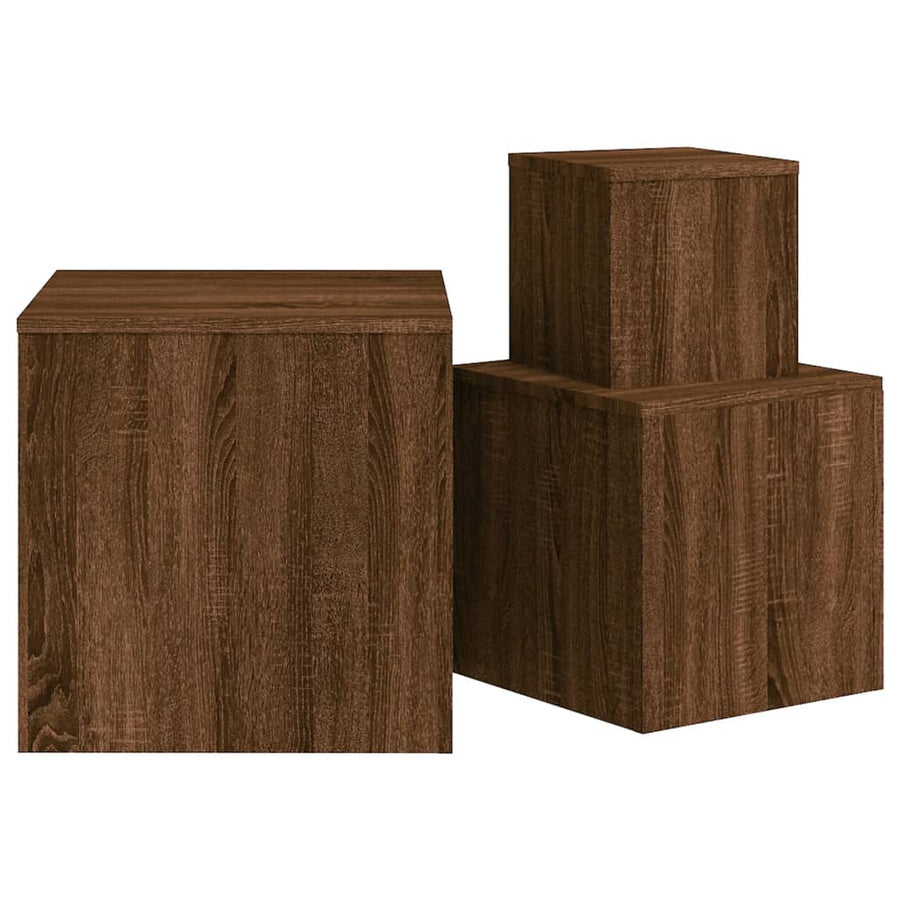 Bijzettafels 3 st bewerkt hout bruin eikenkleur bruin eikenkleur