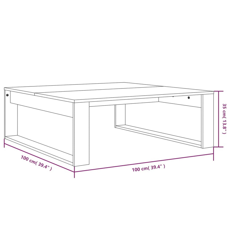 Salontafel 00X00X35 Cm Bewerkt Hout Kleurig Gerookt eiken