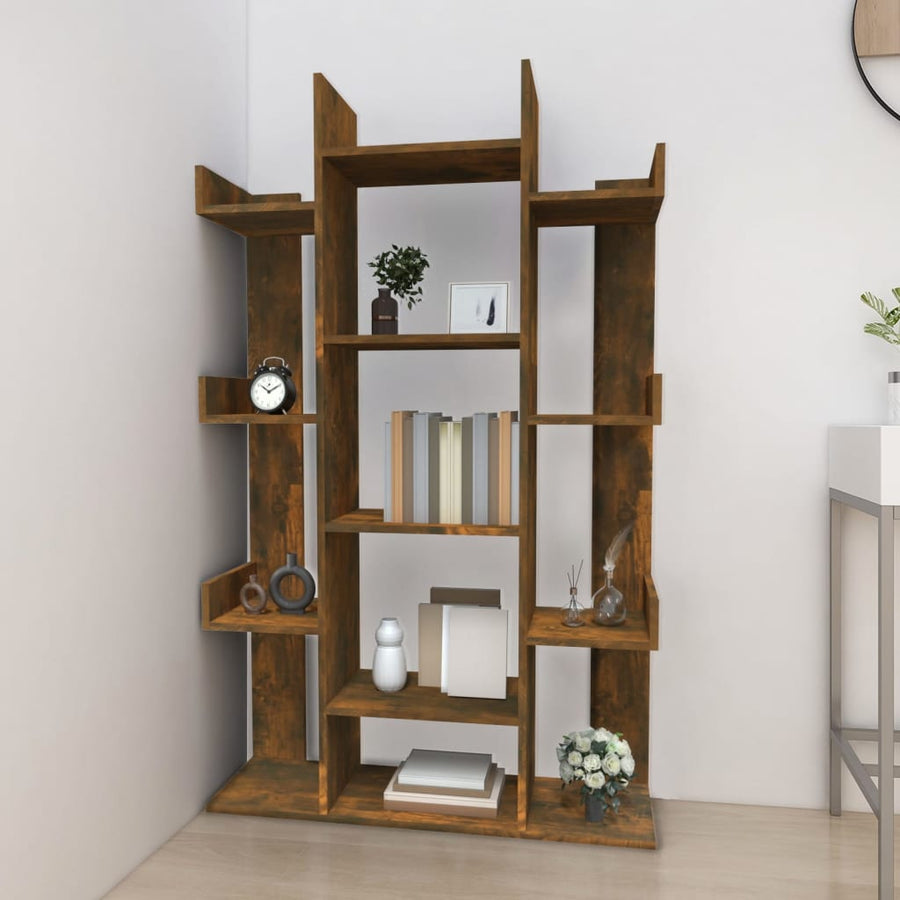 Boekenkast 86X25,5X40 Cm Bewerkt Hout Kleurig Gerookt eiken